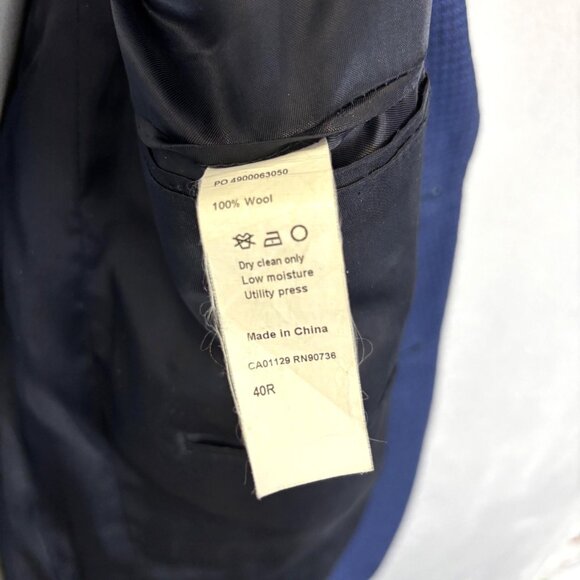 Calvin Klein Blazer Jacket Mens 40R Blue Wool Two Button Sport Coat Preppy - Picture 7 of 16